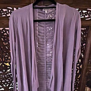 JENNIFER LOPEZ LAVENDER LIGHT PURPLE LONG SLEEVE OPEN BLOUSE W SHEER BACK MEDIUM